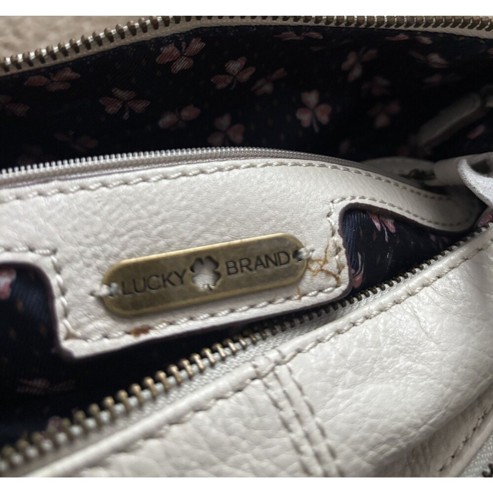 Lucky Brand Real Leather  Foldover Option Shoulder Crossbody Bag White Y2k - Picture 5 of 12